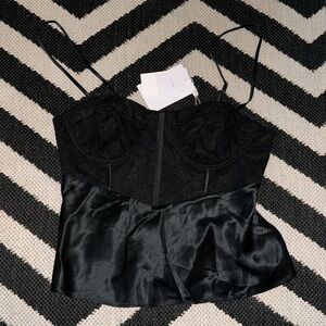 Cami NYC NWT Black Lace & Silk Bernadette Cami Evening Corset Top Size 4 Small